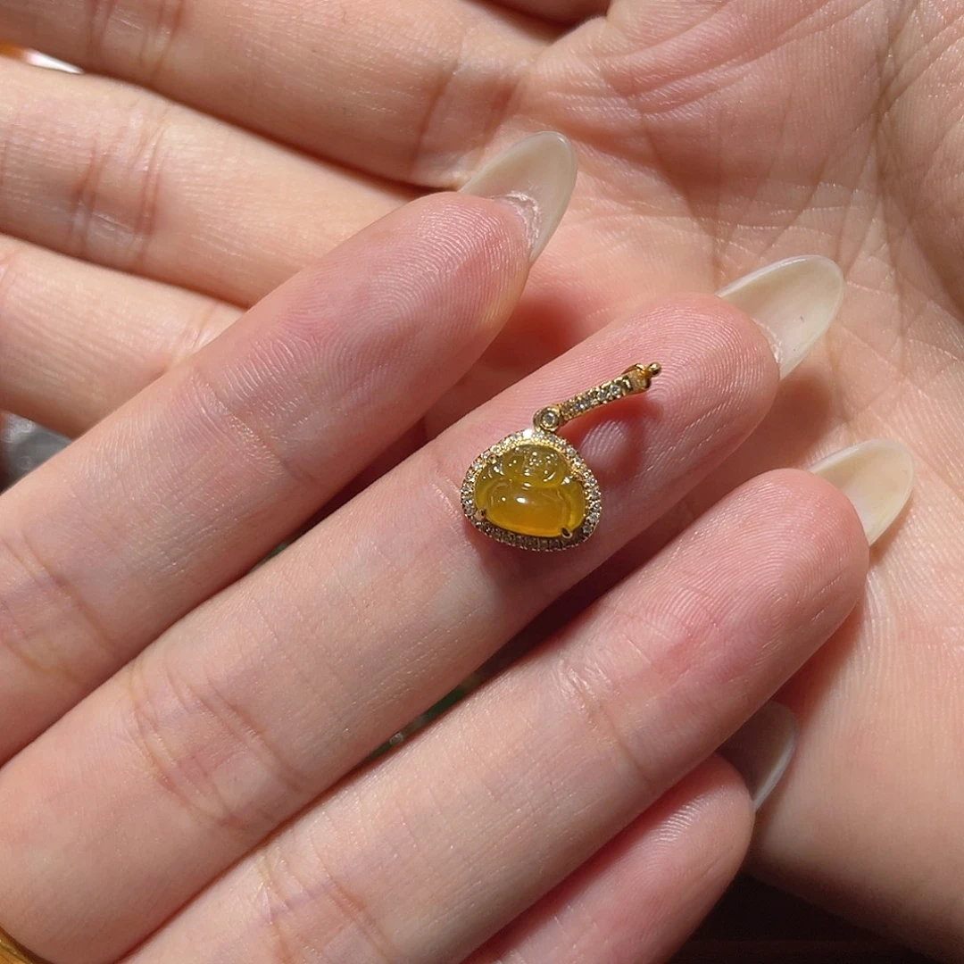 翡翠18K金镶嵌吊坠(不含链)