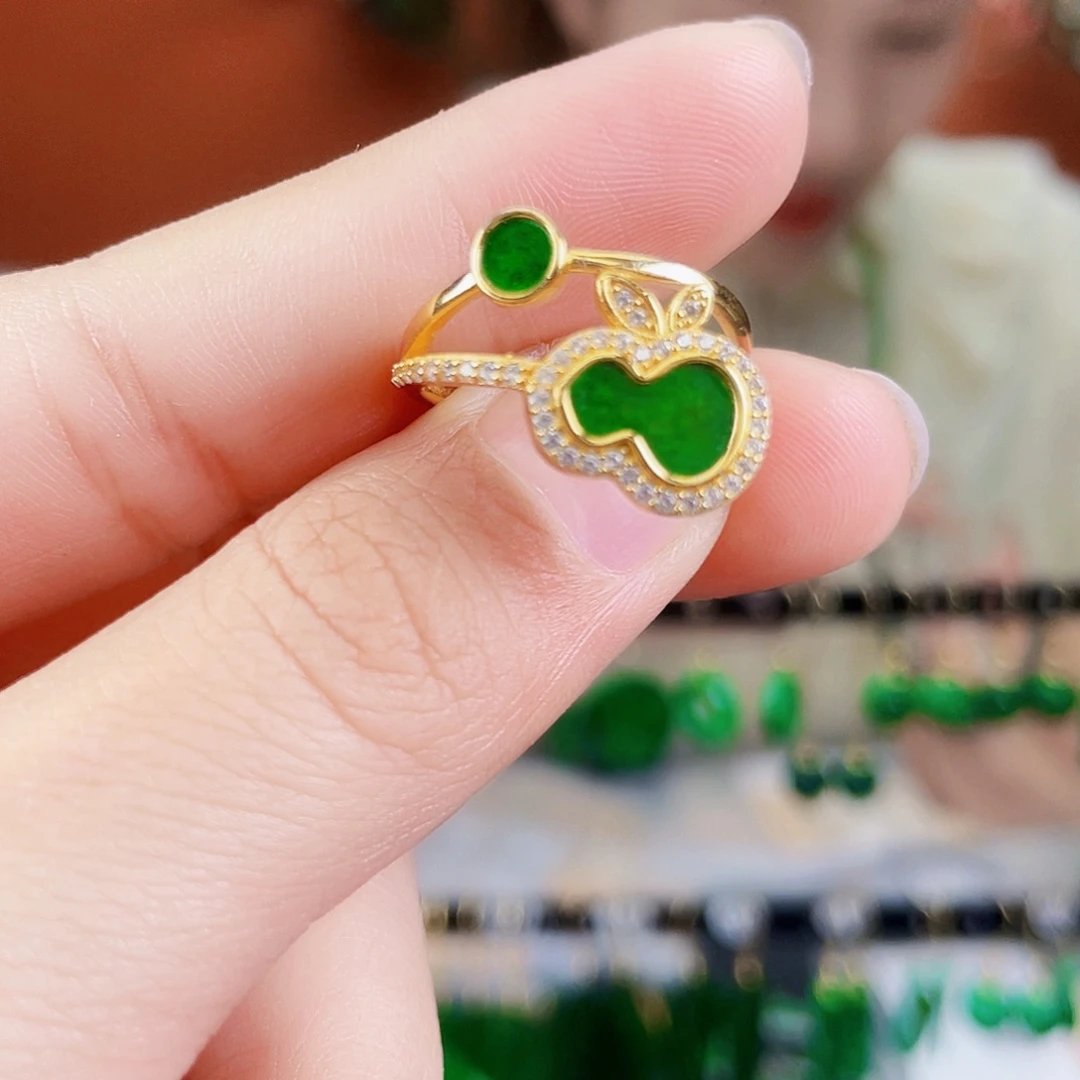 翡翠银S925镶嵌耳饰