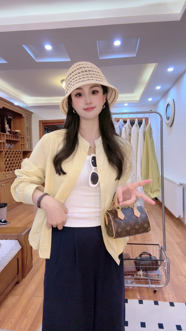 圆领纯色长袖春夏蕾丝宽松衬衫休闲气质宽松衬衫衬衣秋季时尚