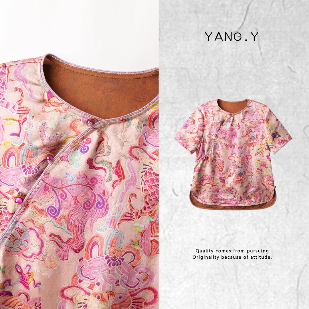 YANG.Y- 深圳原创新中式女装国风2025春夏上衣短袖圆领夏季时尚