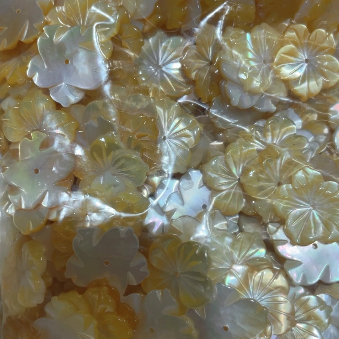 16mm黄蝶贝贝壳花5pcs