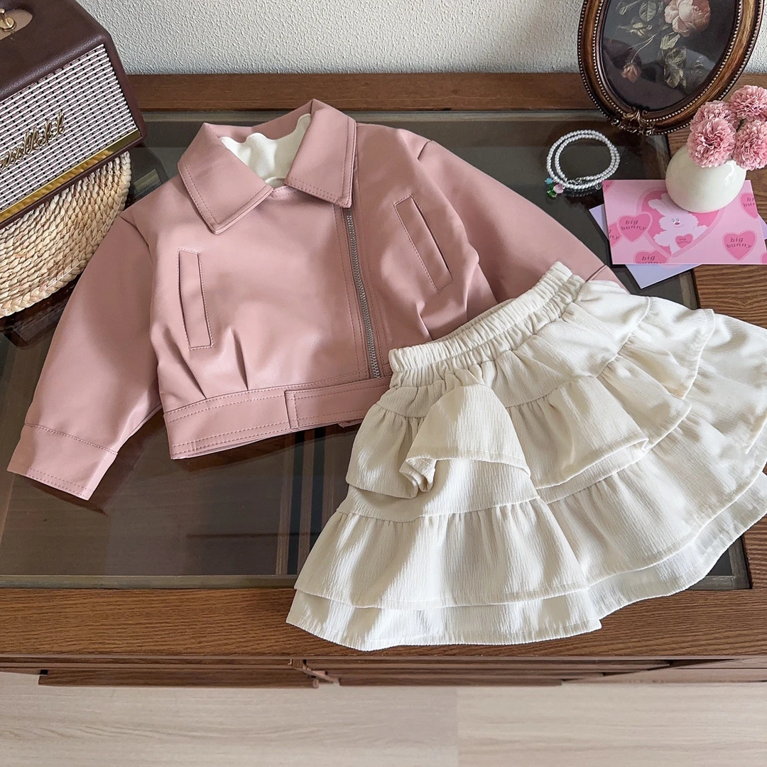 女童皮衣外套春秋季新款韩版潮酷休闲夹克儿童洋气AQA007/AWA195