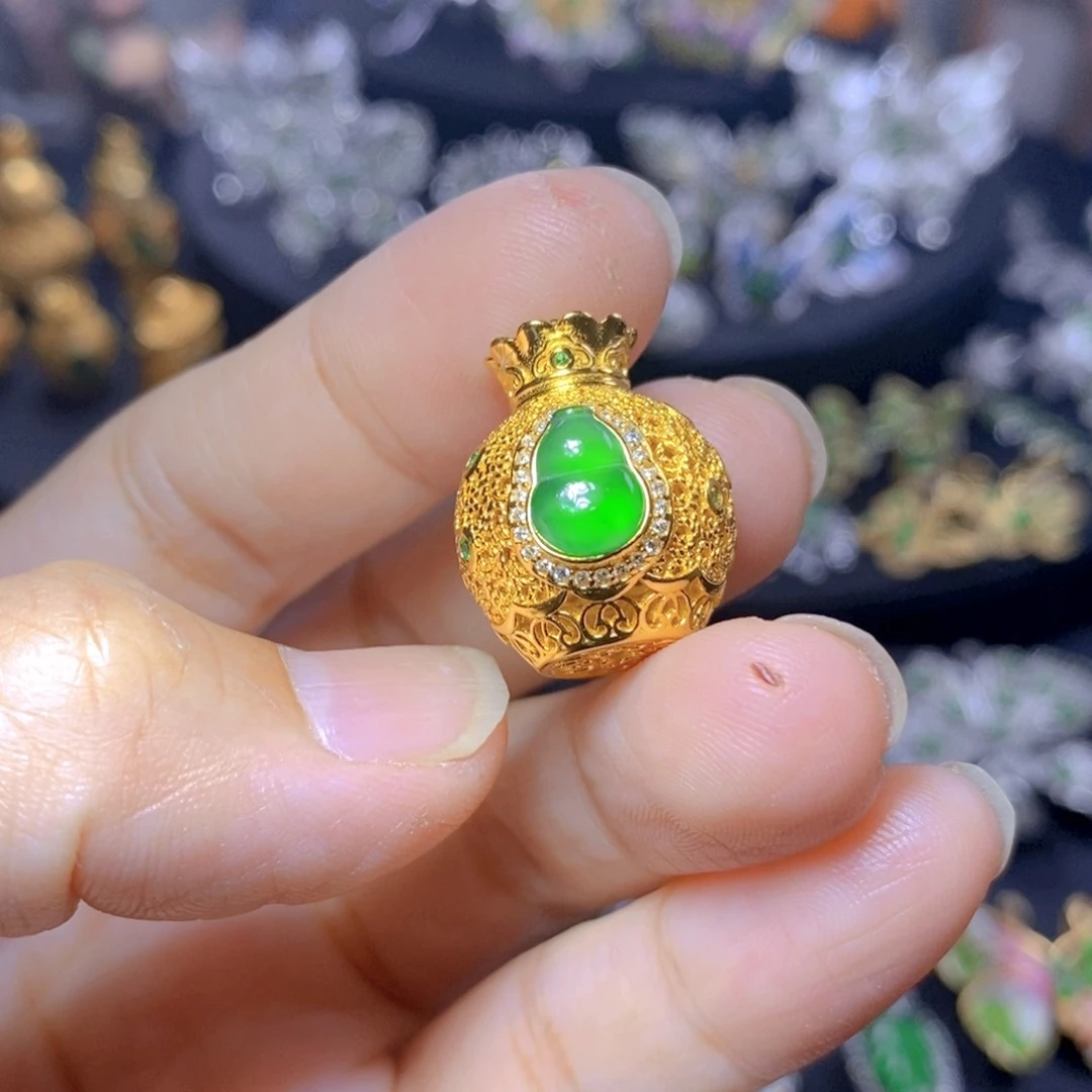 翡翠银S925镶嵌吊坠(不含链)天然翡翠