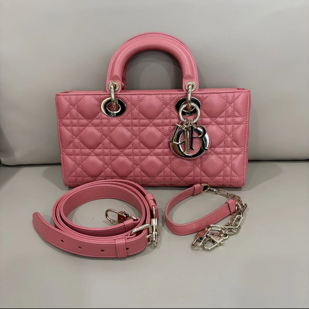 99新 DIOR/迪奥 包展专属 Dior粉金横版戴妃 0014-02