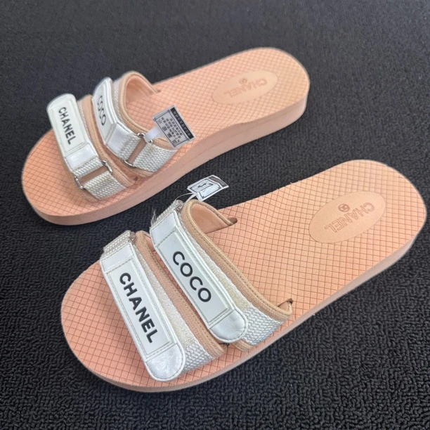 95新 Chanel/香奈儿 coco绑带裸色凉鞋37码/3194