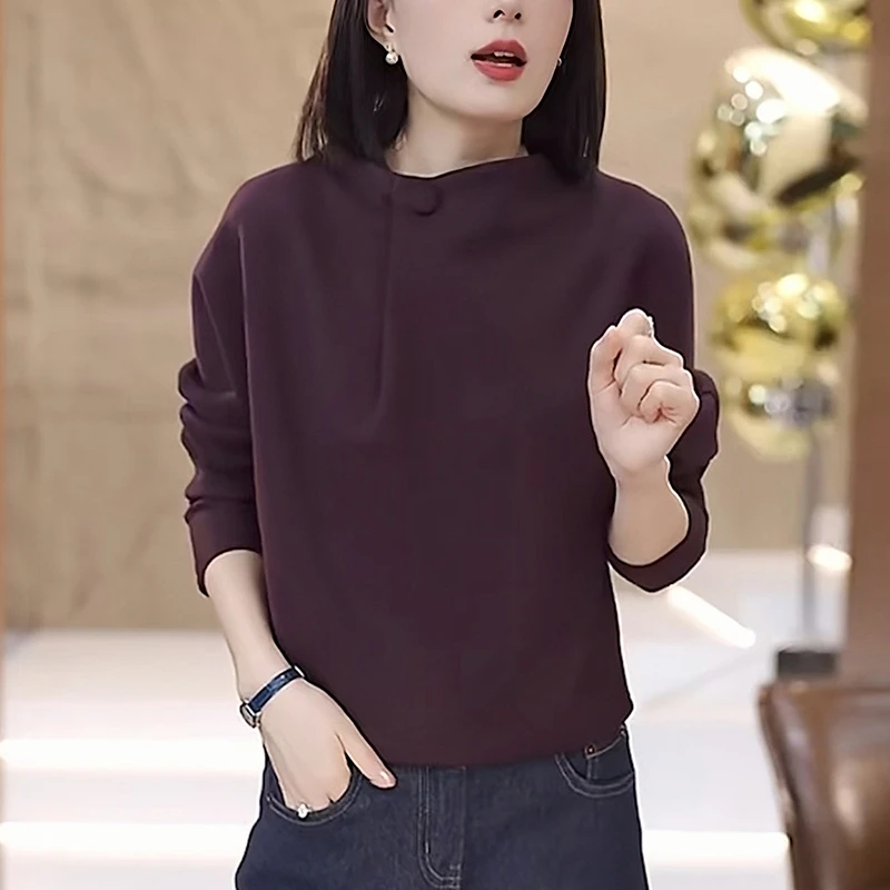 紫色立领套头卫衣女士2025秋季新款时尚洋气减龄休闲显瘦短款上衣