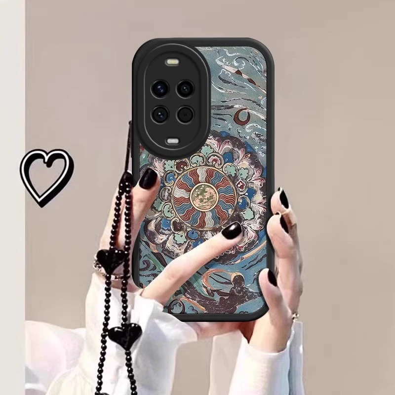 敦煌莲花适用华为nova14pro手机壳防摔14ultra全包款小羊皮nova13