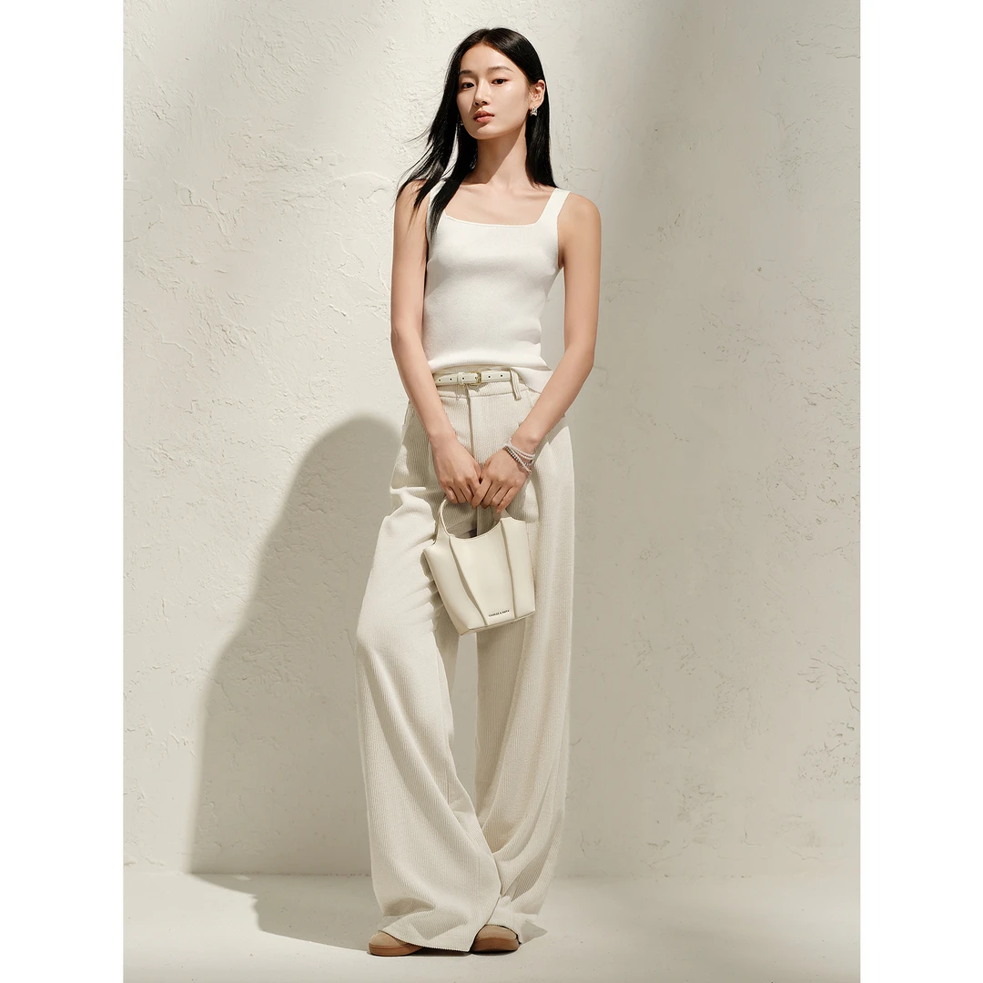 【岚岚专属】玖姿安娜蔻KWFC81201棉混纺方领叠穿打底修身吊带