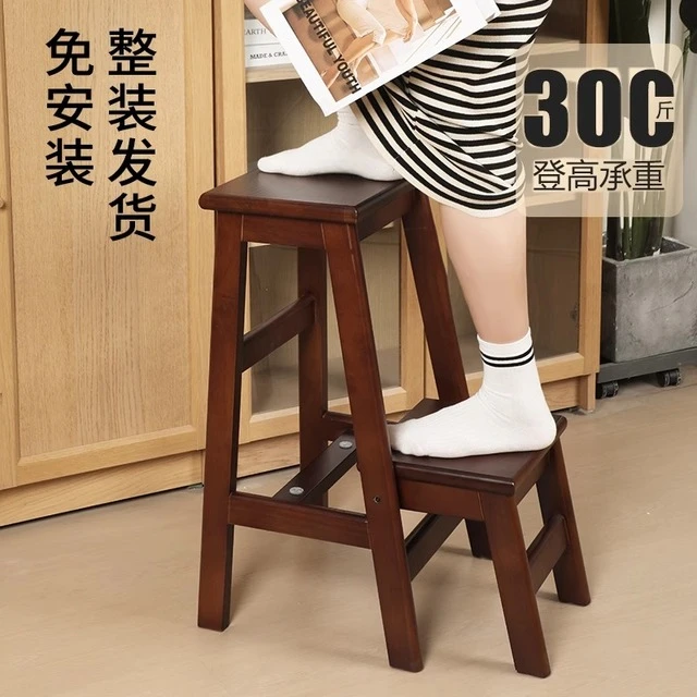 折叠凳实木梯凳家用小梯子多功能折叠梯加厚登高楼梯凳椅子两用