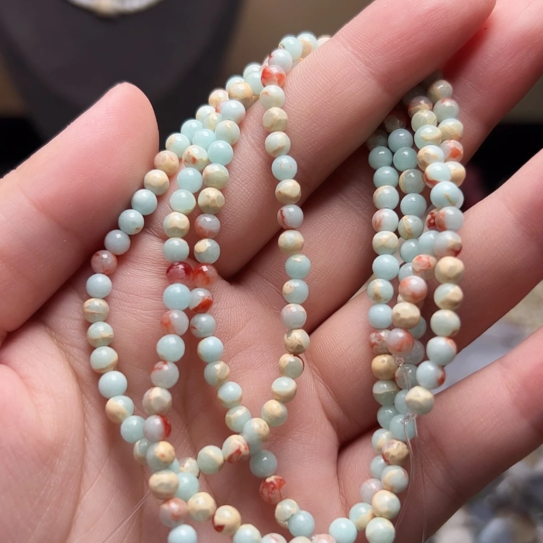 玛瑙/玉髓合金珠宝半成品W32，4mm寿山石两条