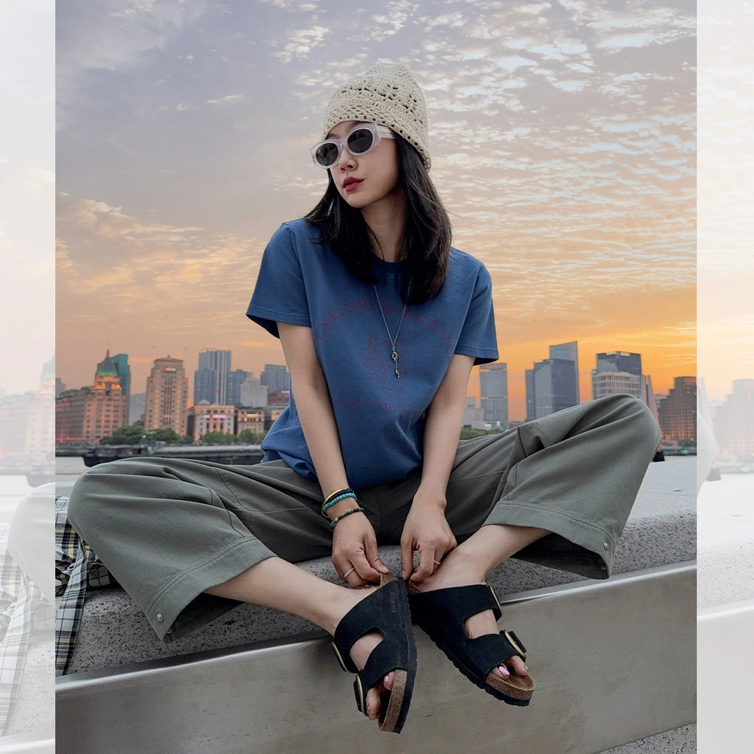 莉贝琳sisy印花T恤女160g全棉撞色字母百搭短袖上衣S25105TS01