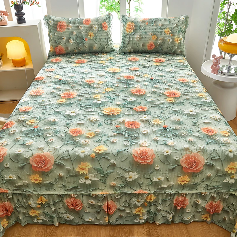 5D数码印花凉感丝床盖夏被四件套冰感夏凉被子软凉席250*265cm