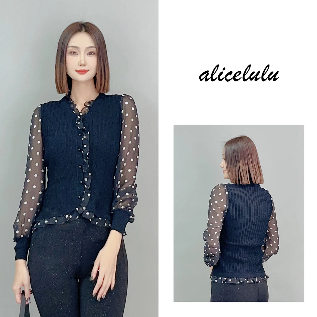 1 ALICE 波点女王衬衫 针织拼接 法式优雅 S2141581E