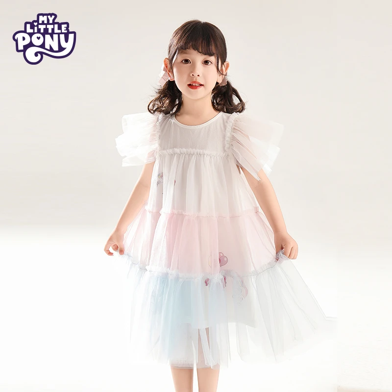 小马宝莉童装女童可爱卡通蓬蓬裙2025夏季新款飞袖公主仙女连衣裙
