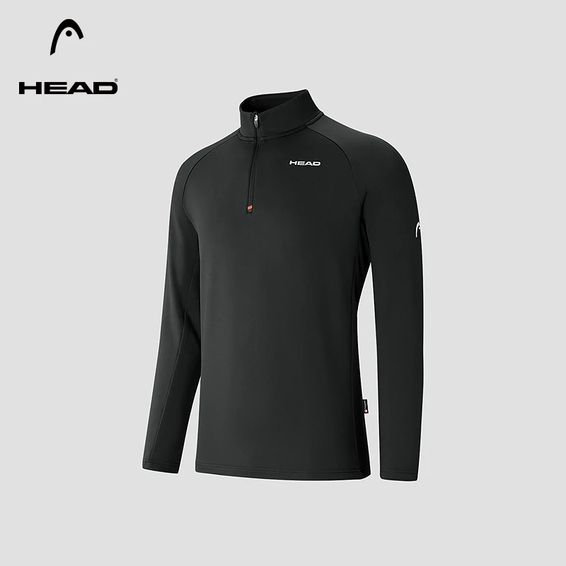 HEAD海德抗菌polygiene半开襟长袖T恤2026春季新款立领运动上衣男