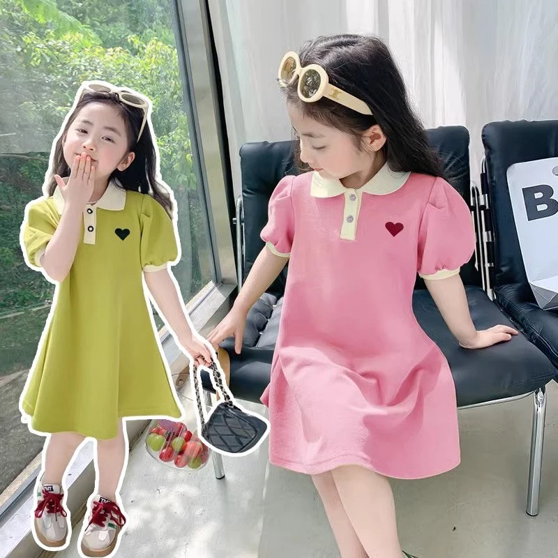 2025新款连衣裙新款网红中小童纯色洋气裙子薄款公主裙女童夏