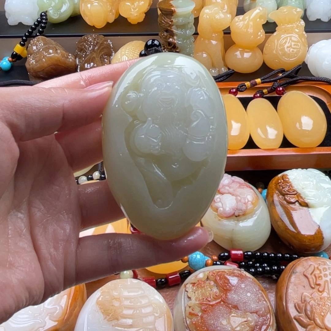 晨***阳石材天然古青石手把件