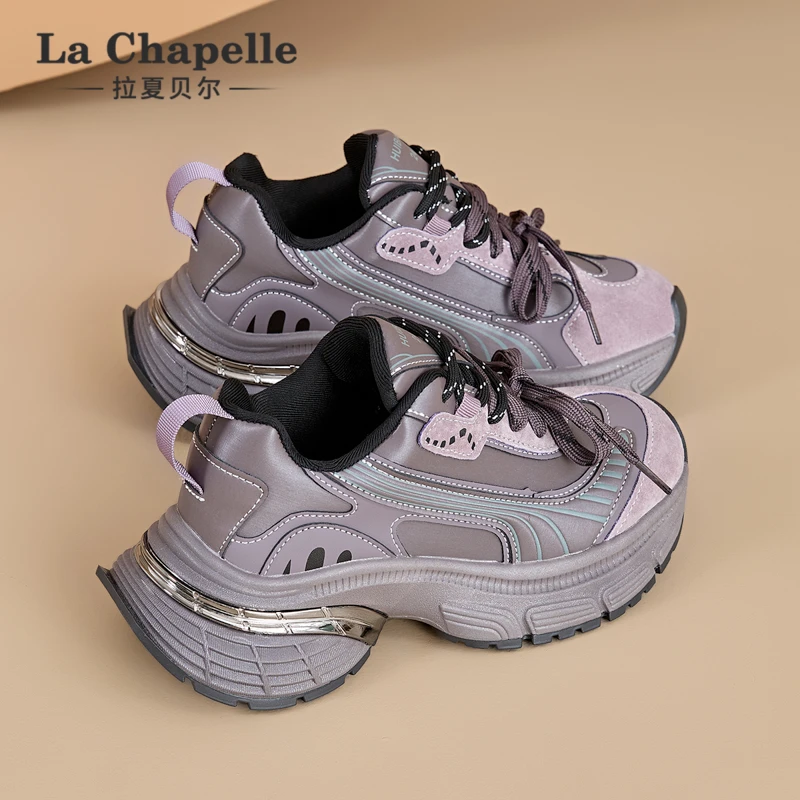 拉夏贝尔时尚新款女鞋百搭厚底鞋2025秋季新款休闲透气潮流运动鞋