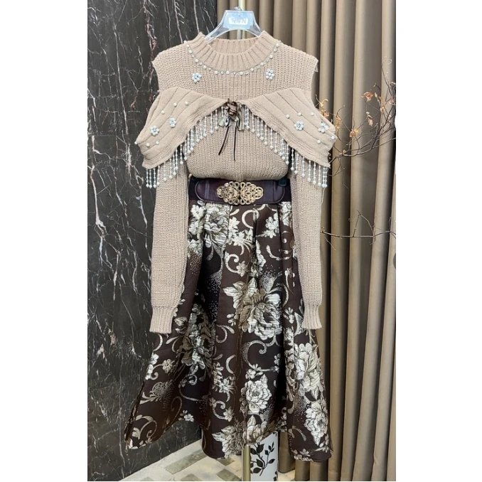 【芙娜妮轻奢】秋冬新款小众设计气质显瘦名媛女装两件套F2432529