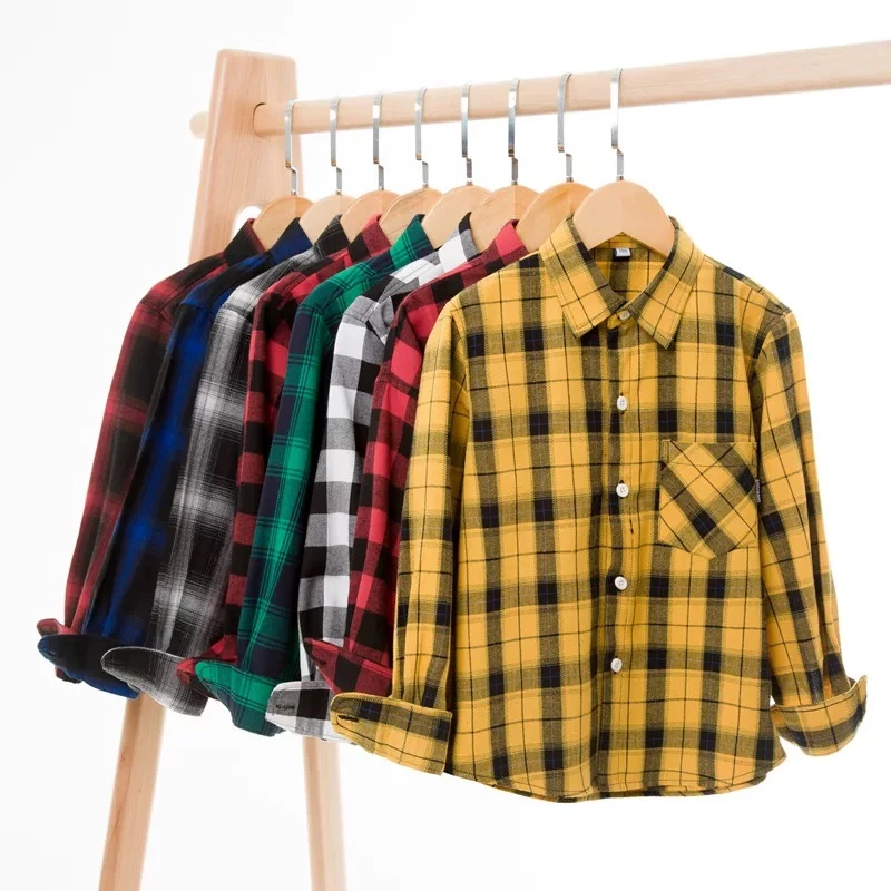 长袖百搭男童格子衬衣亲肤舒适内搭春秋款儿童男士时尚洋气纯棉