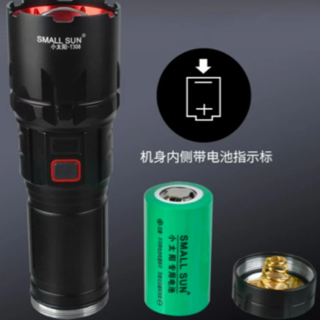 强光手电筒远射超亮大功率长续航变焦电显多功能穿天炮白激光T308