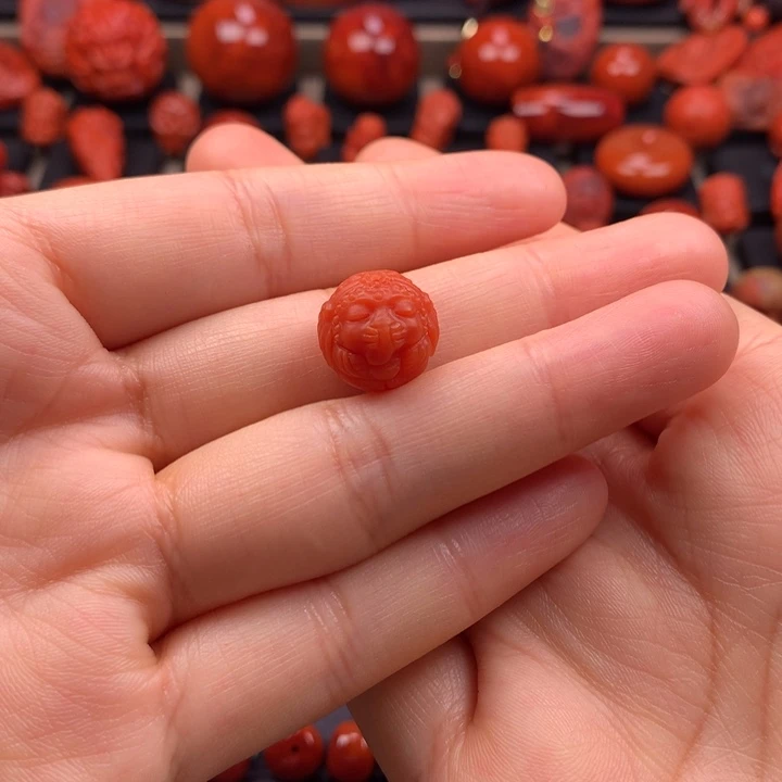 未镶嵌象神圆珠单珠13.4MM南红玛瑙