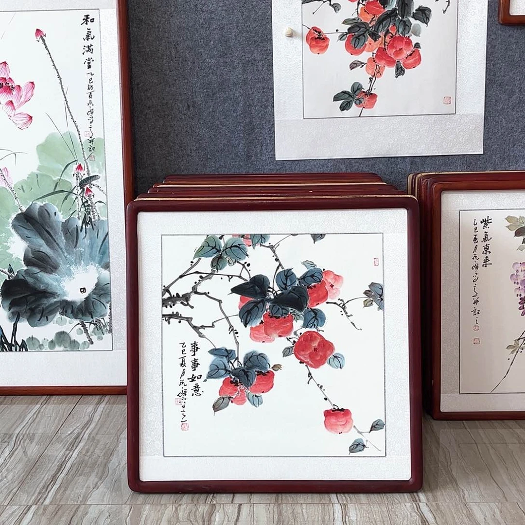 国画书画作品带框63×63