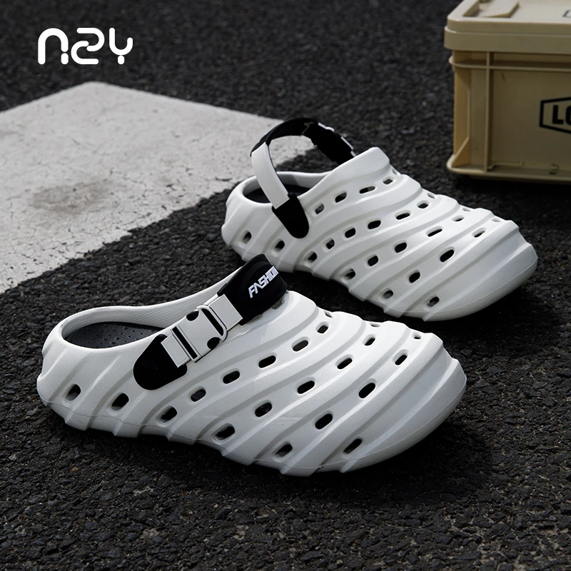 洞洞鞋男夏季2025新款EVA厚底防滑ins百搭外穿沙滩包头凉拖鞋男士