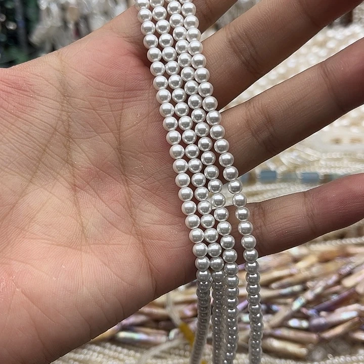 玛瑙/玉髓未镶嵌珠宝半成品一条4mm左右贝珠