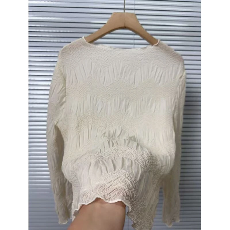 niuniu褶衣（v型波纹）三宅v型波纹新款时尚遮肉显瘦打底衣打底衫