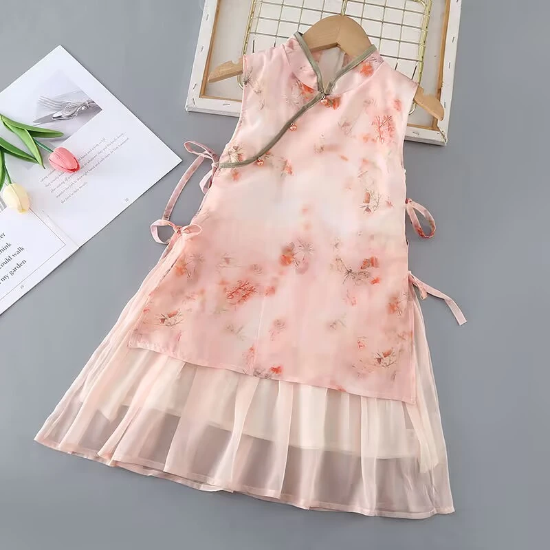 女童汉服连衣裙儿童旗袍裙子公主裙夏季2025新款中式女孩超仙薄款