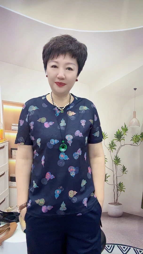 高丽麻- 双面印花上衣女时尚百搭洋气打底小衫【百搭·舒适】