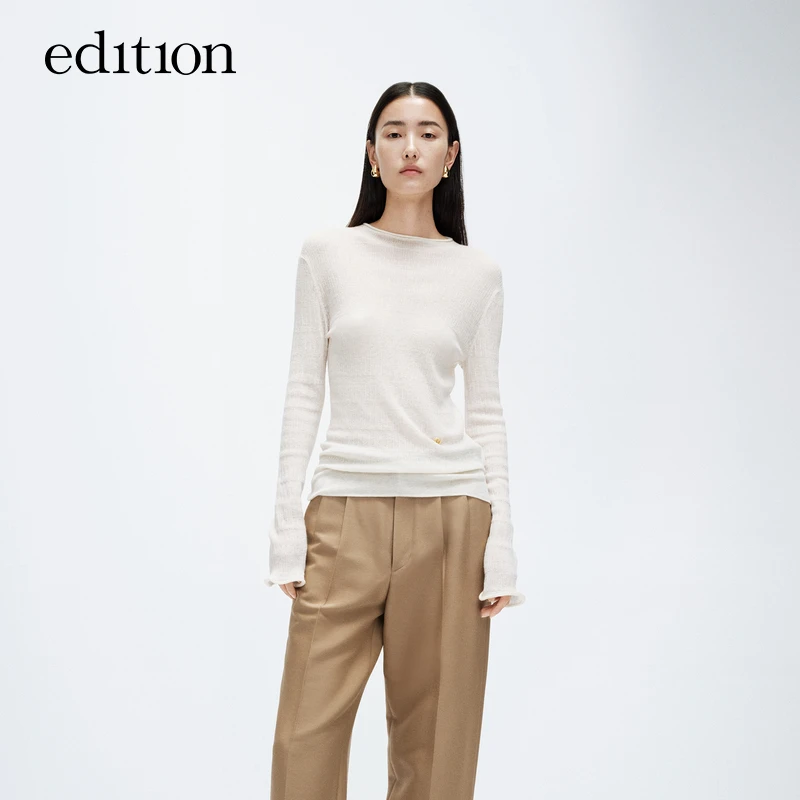 【商场同款】edition春款轻薄卷边修身打底衫#EBD1SWT014