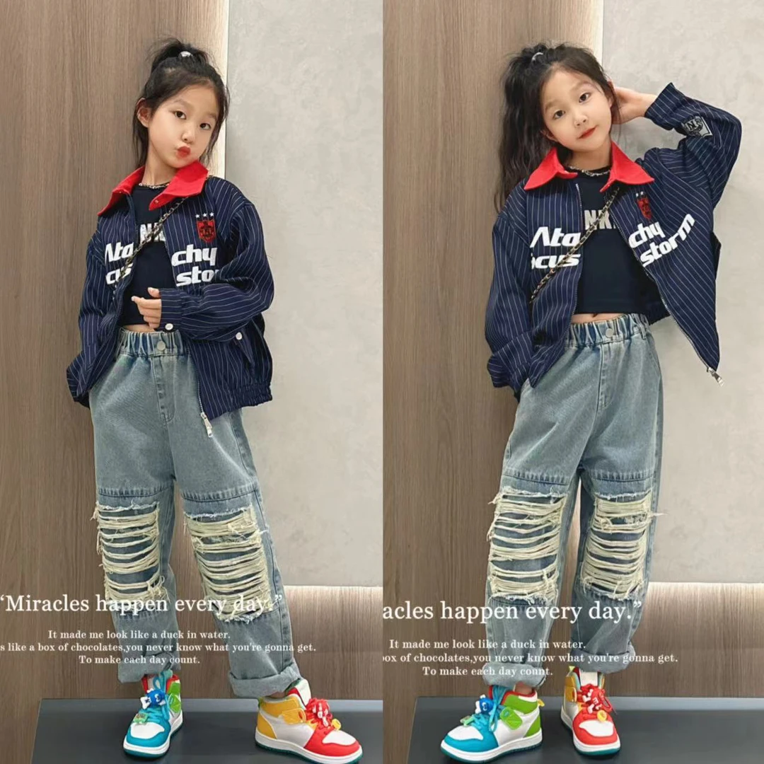 女童外套春秋2025新款儿童春季洋气时髦休闲中大童炸街百搭牛仔裤