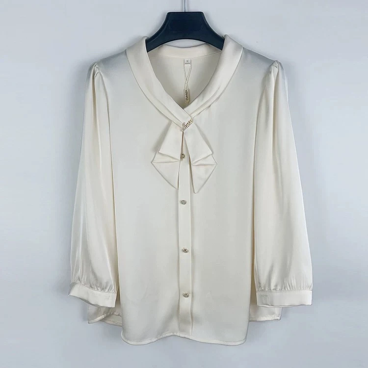 商场同款春梦CJ243222时尚纯色小衫显瘦纯色垂感雪纺衫2024秋季新