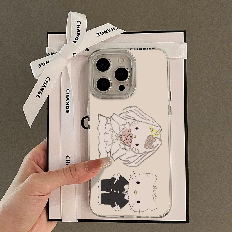 欧克里里婚礼Kitty猫适用苹果16漩涡手机壳华为P70vivo小米14oppo