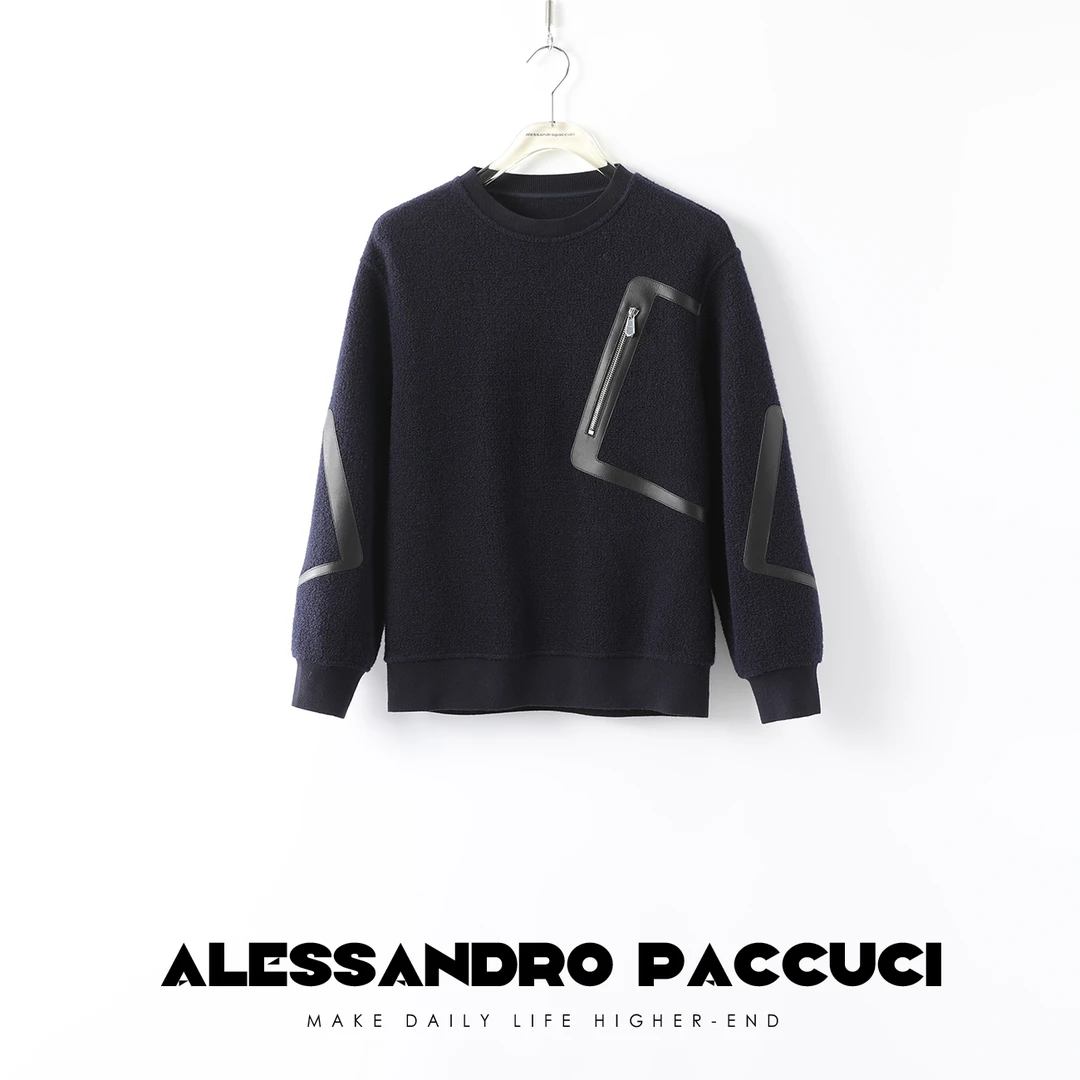 【孤品不退换】洛哥23306X美利奴拼皮柔软抗皱重工卫衣外套