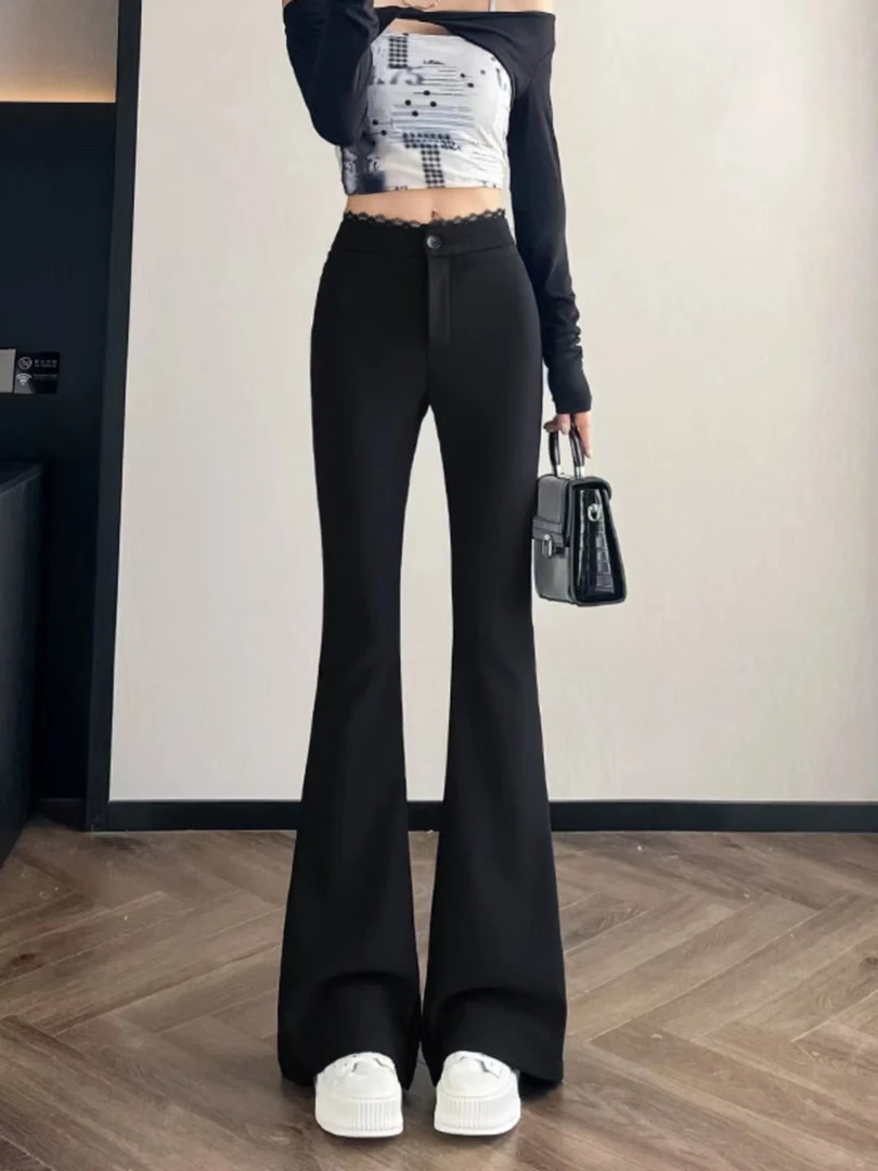 春夏秋中腰时尚弹力微喇裤优雅显瘦3002