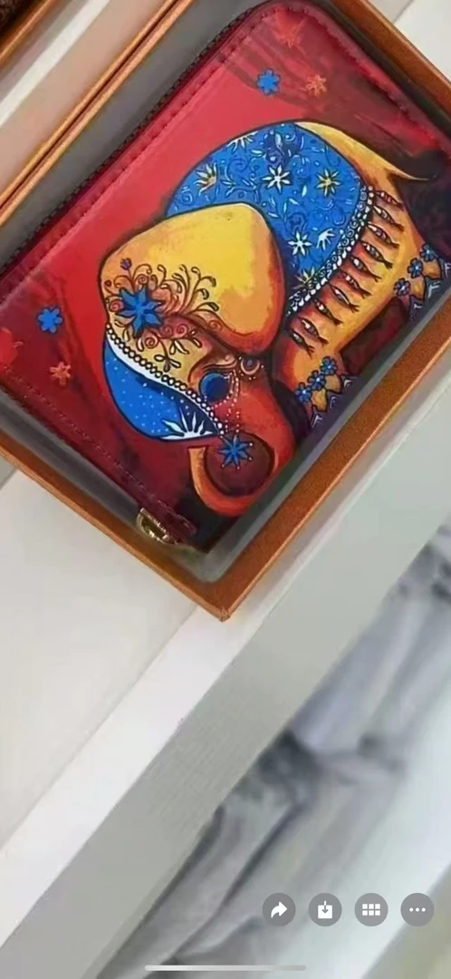 红色复古小象卡包证件包