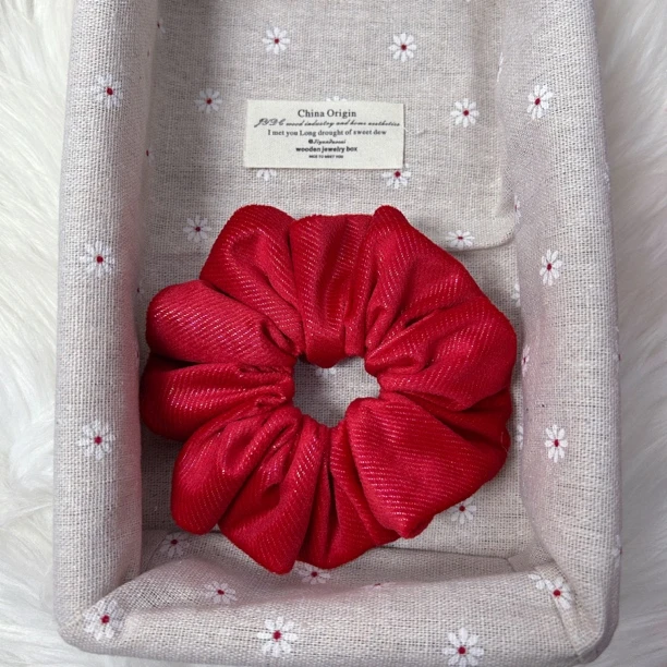 韩国红色金丝闪大肠发圈女新年款高级感扎丸子头头饰简约气质发饰