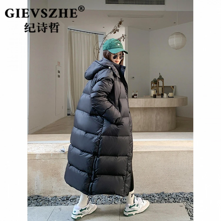 纪诗哲长款羽绒服女2025冬季新款过膝白鸭绒宽松加厚中戏爆款外套