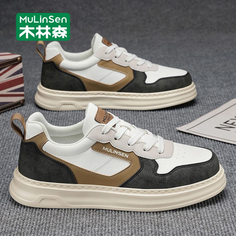 木林森鞋子男鞋2025新款低帮软底休闲板鞋男秋季增高运动百搭潮鞋