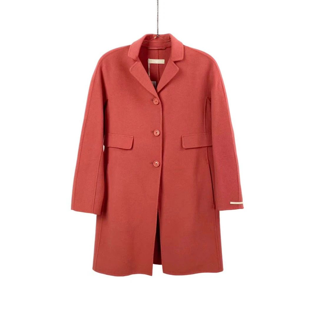 95新 MaxMara  bb1028 羊毛 橙色羊毛大衣 38码