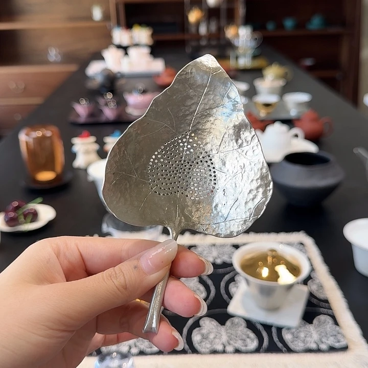 新品锡材质树叶茶漏