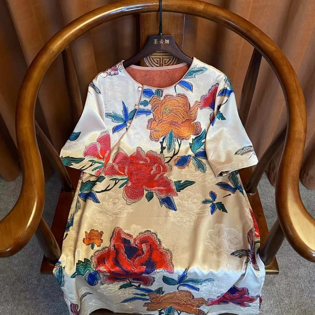 【洛苏】2025夏季新款奥黛上衣新中式时尚国风斜襟提花女装3316