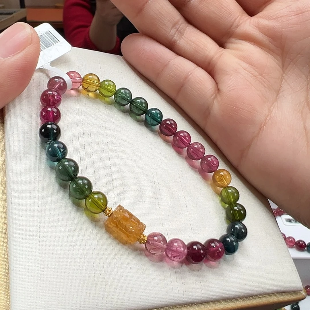 手串碧玺18K金镶嵌6.3mmmmmm