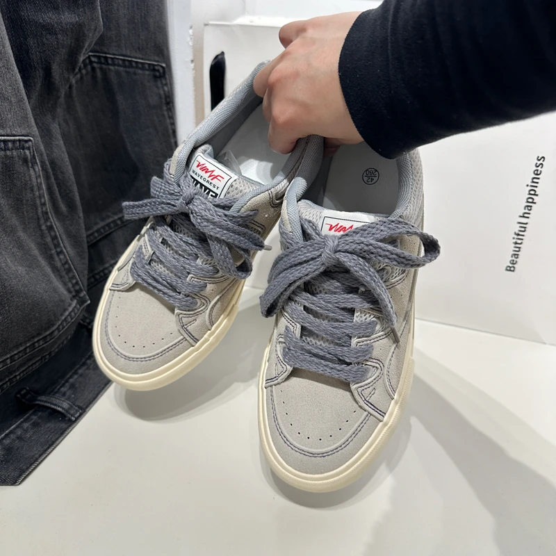 2025秋季新款爆款休闲鞋男生增高厚底复古透气板鞋男款百搭潮鞋子