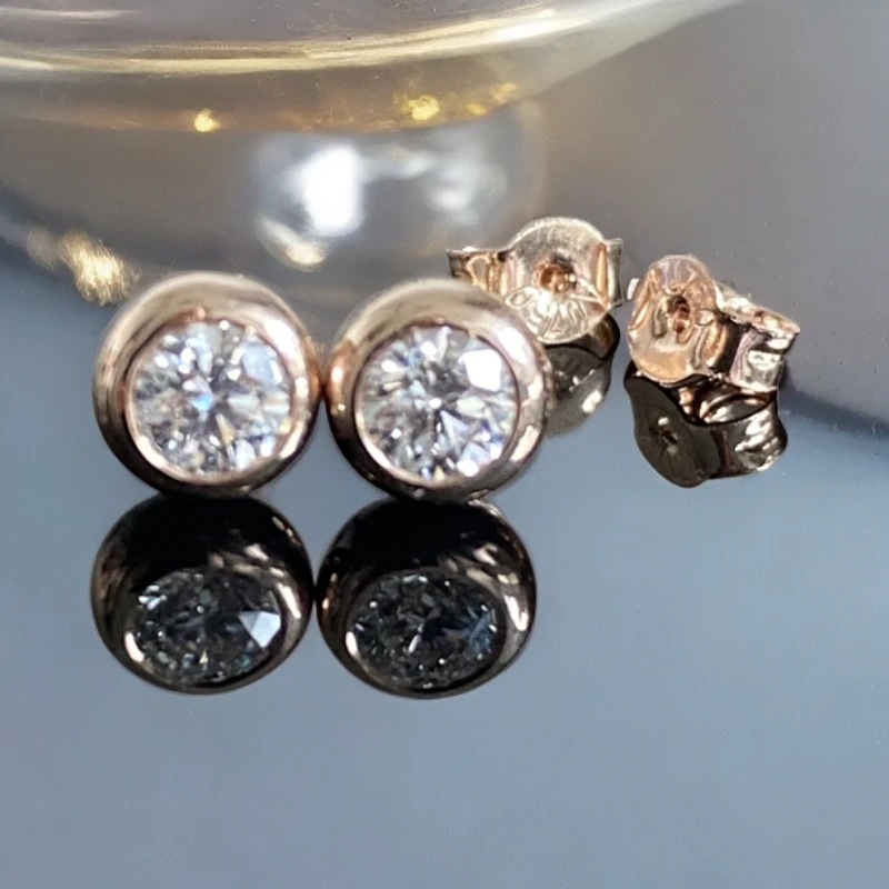 【60分天然钻石】18k泡泡钻石耳钉