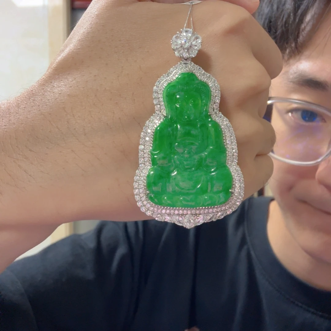 翡翠银S925镶嵌吊坠(不含链)吊坠