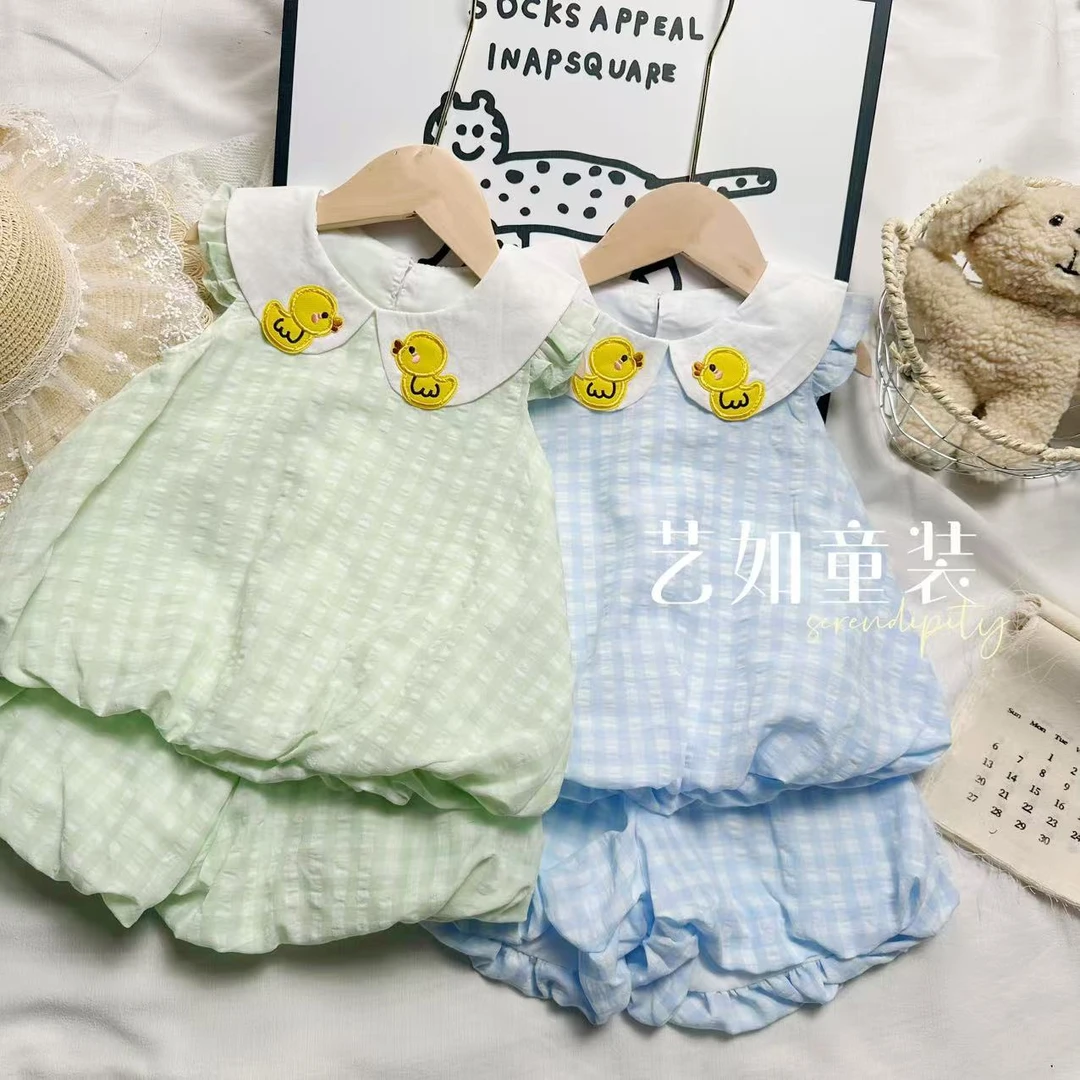 番茄家*【萌萌鸭】夏季上新翻领小鸭套装D-W617